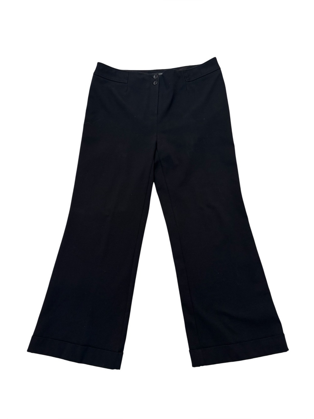 INC Wide Leg Trouser Pants 14W Stretch Ponte Knit Black Office Professional Work